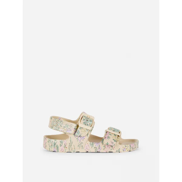 Floral Double Buckle Sandals - Multi