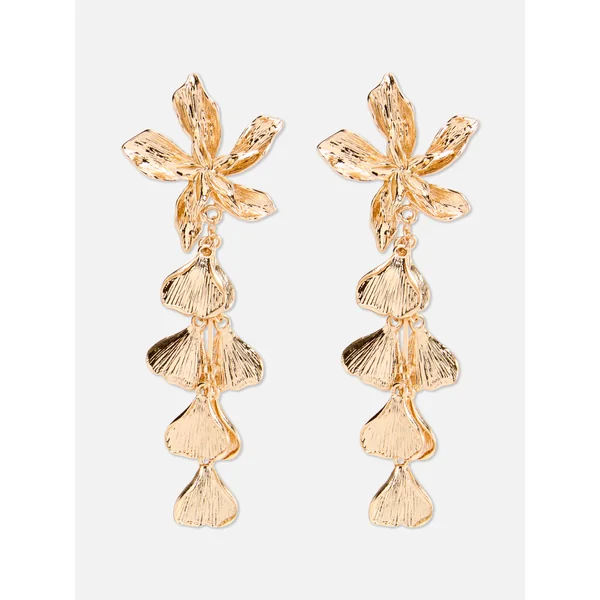 Floral Drop Earrings - Yellow