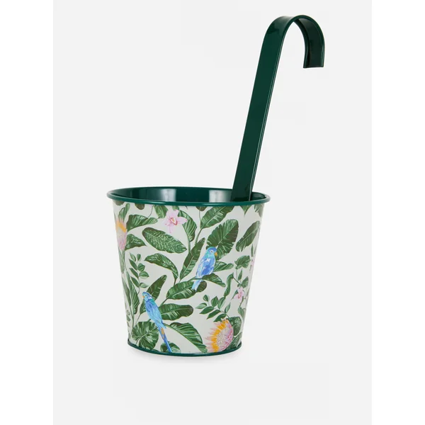 Floral Hanging Metal Planter - Multi