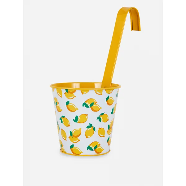 Floral Hanging Metal Planter - Yellow