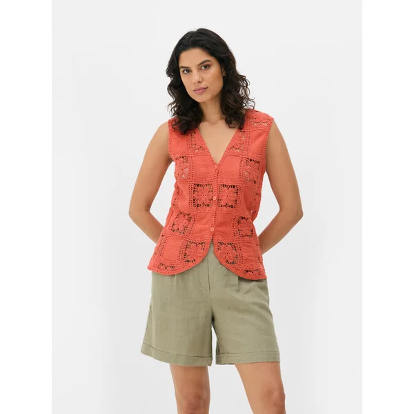 Floral Patchwork Vest - Terracotta