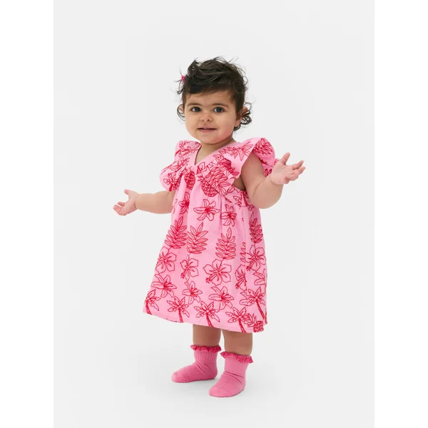 Flutter Sleeve Summer Dress - Pink