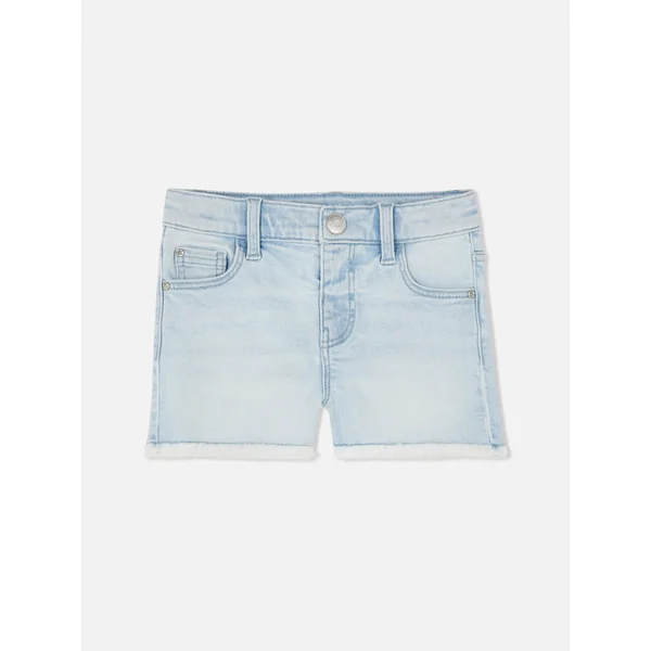 Frayed Hem Denim Shorts - Light Blue