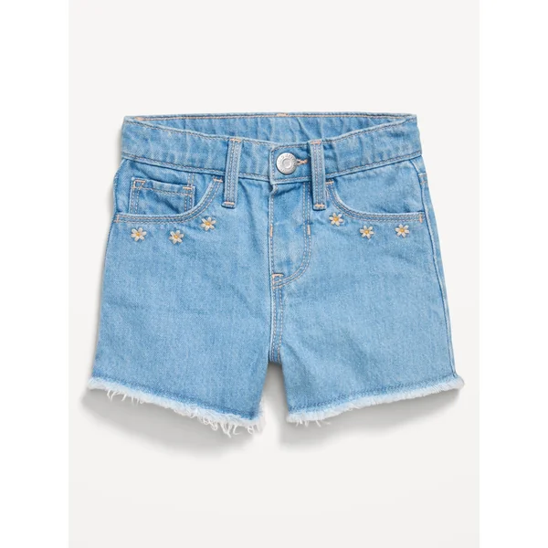 Frayed-Hem Jean Shorts for Toddler Girls - Light Wash