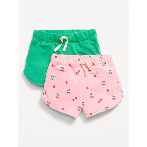 French-Terry Shorts 2-Pack for Toddler Girls - Cherry
