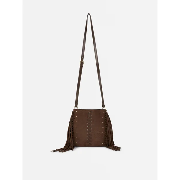 Fringed Messenger Bag - Chocolate