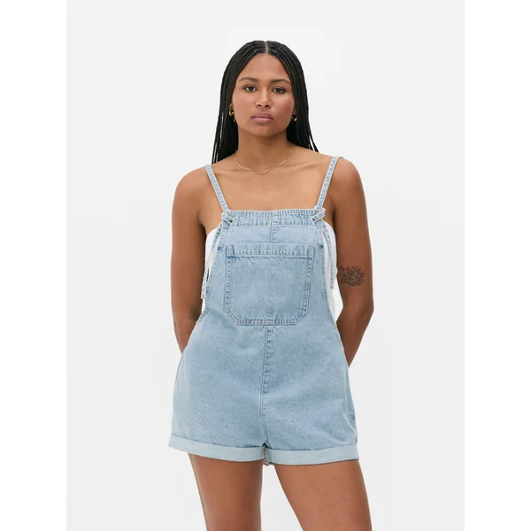 Front Pocket Denim Playsuit - Light Blue