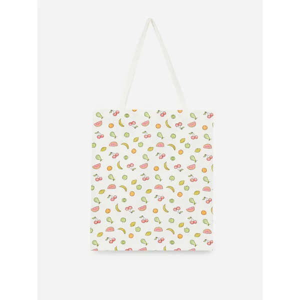Fruit Print Canvas Bag - White