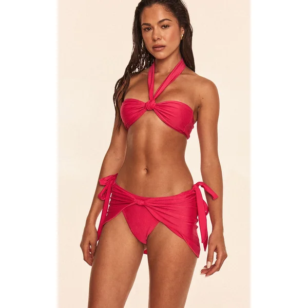 Fuchsia Knot Detail Mini Beach Skirt