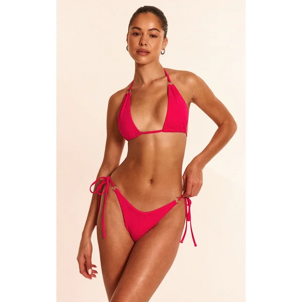 Fuchsia Mini O Ring High Apex Triangle Bikini Top