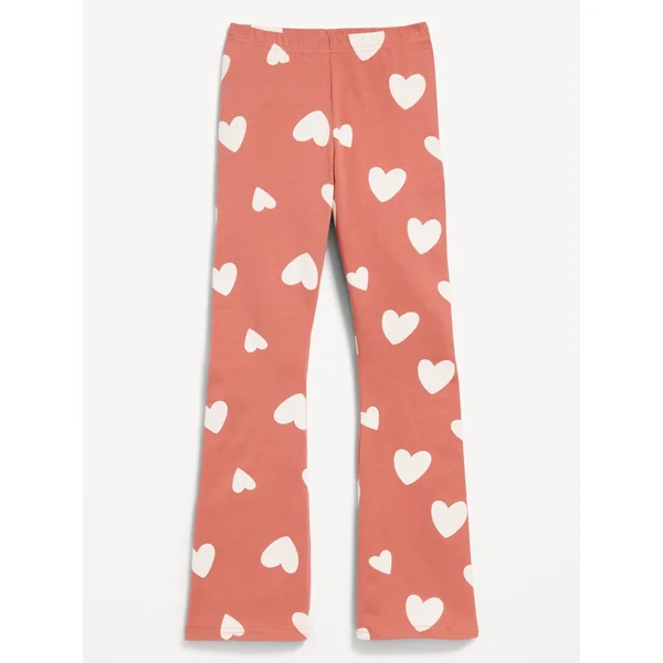 Full-Length Flared Leggings for Girls - Large Hearts