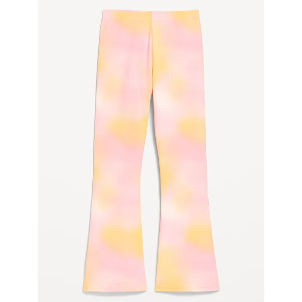 Full-Length Flared Leggings for Girls - Orange Pink Tie-Dye