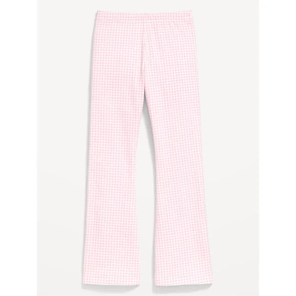 Full-Length Flared Leggings for Girls - Pink Gingham