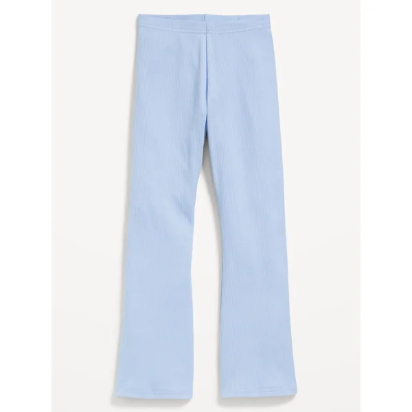 Full-Length Ribbed Flared Leggings for Girls - Cashmere Blue