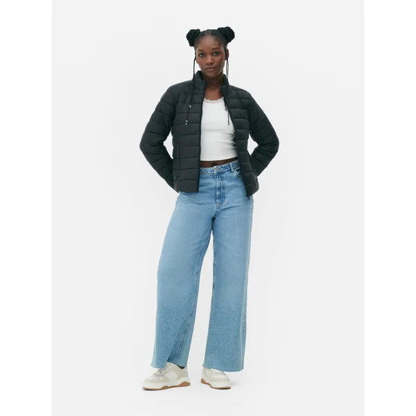 Funnel Neck Padded Jacket - Black