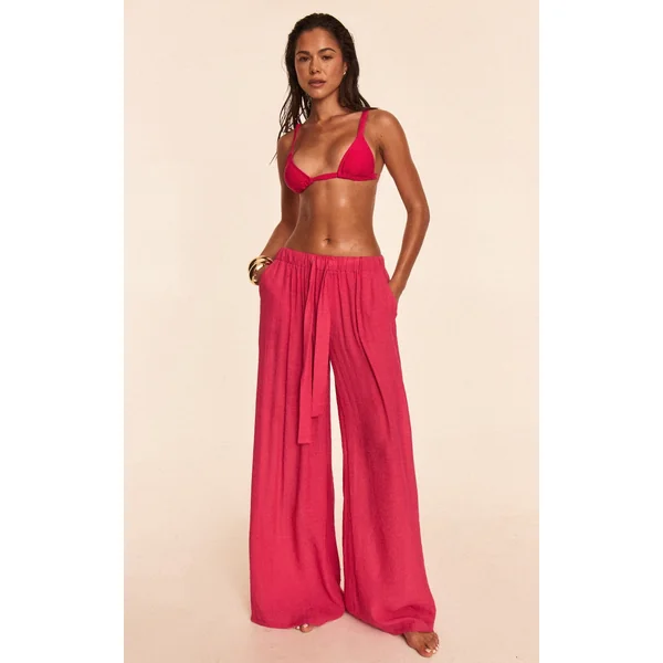 Fuschia Linen Look Palazzo Beach Pants