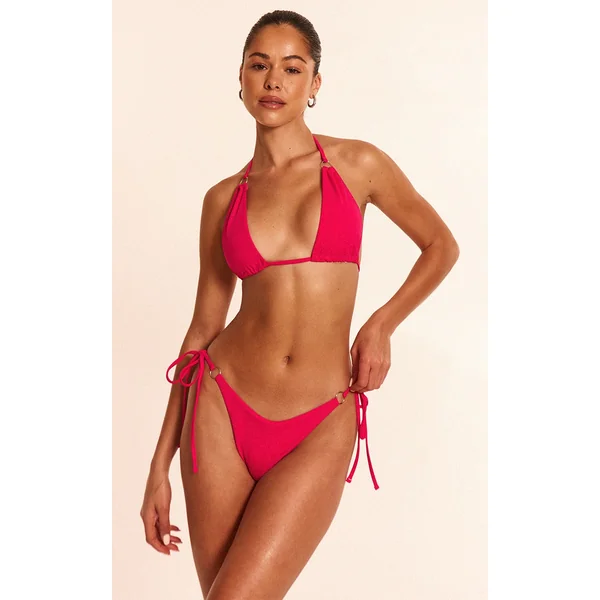 Fuschia Mini O Ring Tie Side Bikini Bottoms