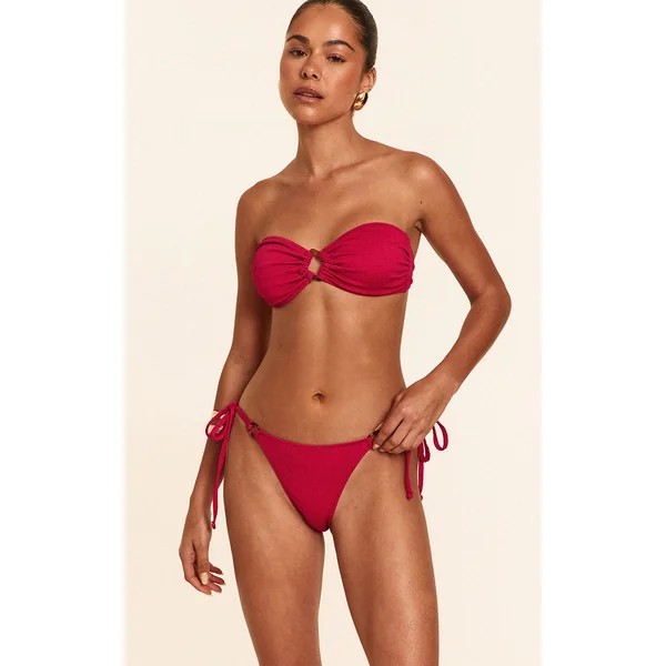 Fuschia Textured Bandeau Bikini Top