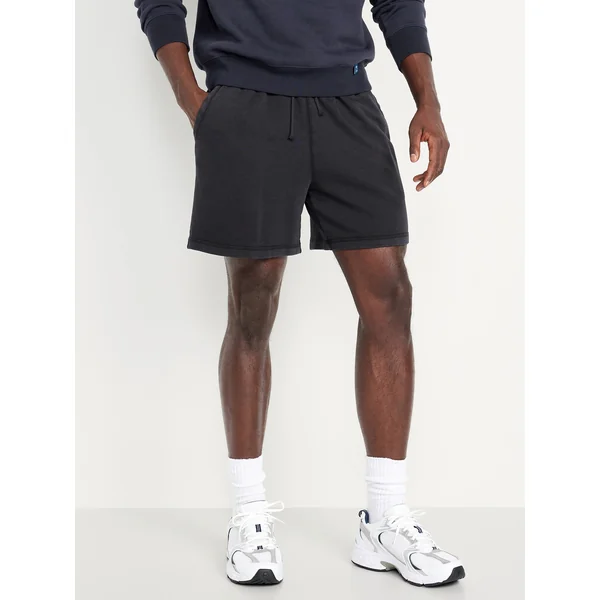 Garment-Dyed French Terry Shorts -- 6-inch inseam - Black Jack