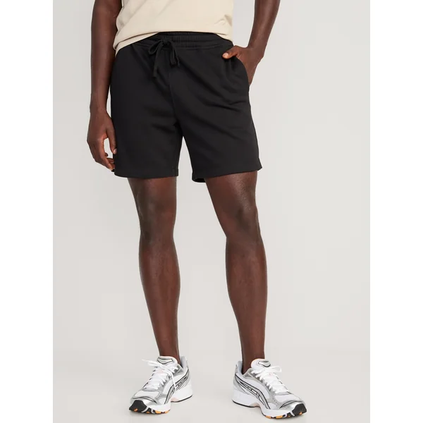 Garment-Washed Fleece Sweat Shorts -- 7-inch inseam - Black Jack