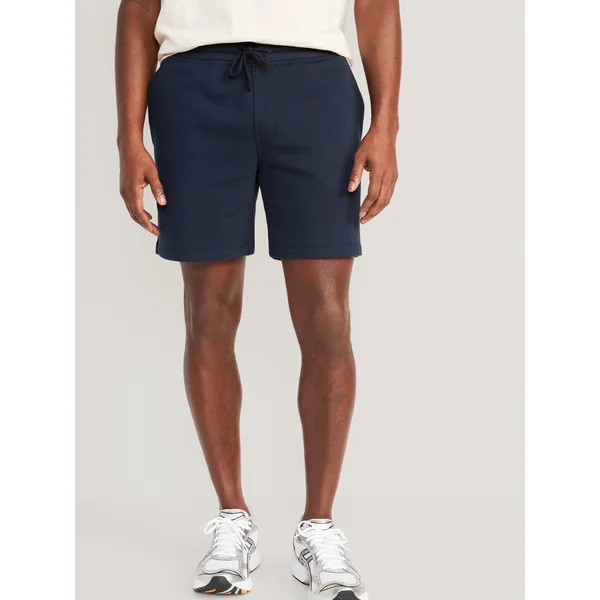 Garment-Washed Fleece Sweat Shorts -- 7-inch inseam - In the Navy