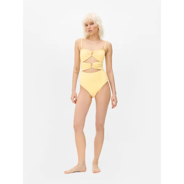 Gathered Cutout Swimsuit - Yellow
