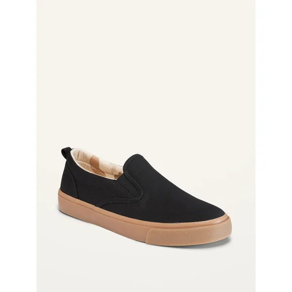 Gender-Neutral Canvas Slip-On Sneakers for Kids - Black