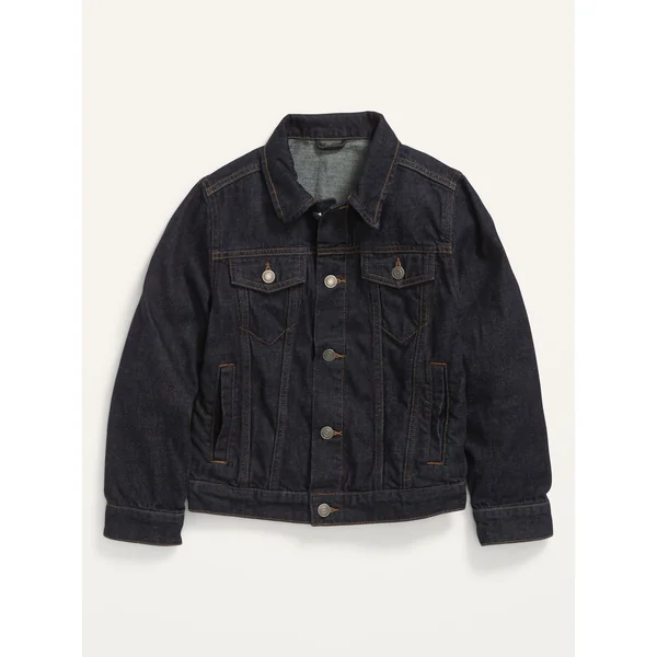 Gender-Neutral Cotton Non-Stretch Jean Jacket for Kids - Dark Wash