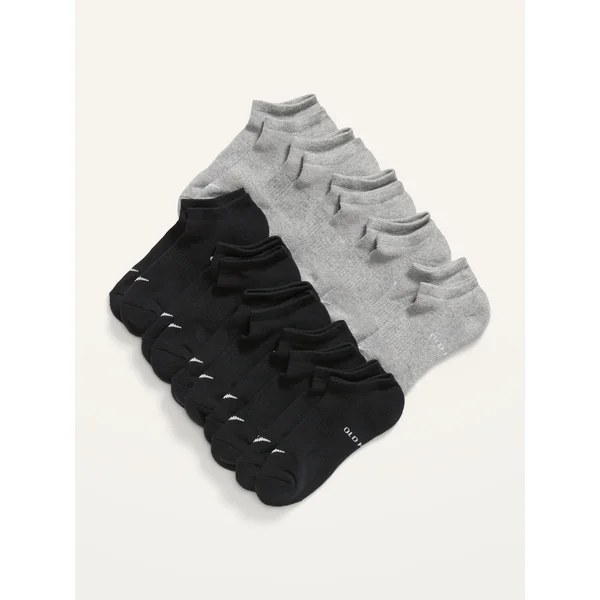 Gender-Neutral Go-Dry Ankle Socks 10-Pack for Kids - Black/Heather Gray