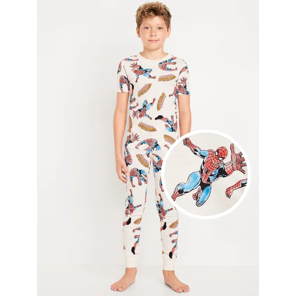 Gender-Neutral Licensed Graphic Snug-Fit Pajama Set for Kids - Spider-Man