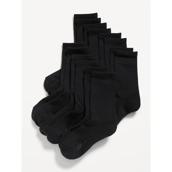 Gender-Neutral Solid Crew Socks 7-Pack for Kids - BlackJack