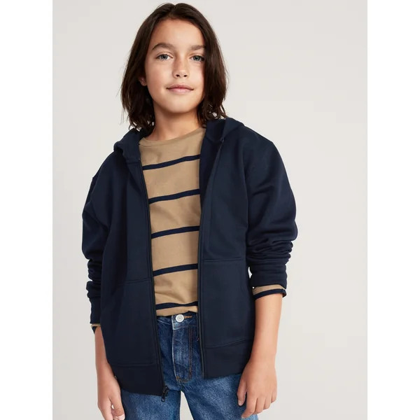 Gender-Neutral Zip Hoodie for Kids - Medium Navy