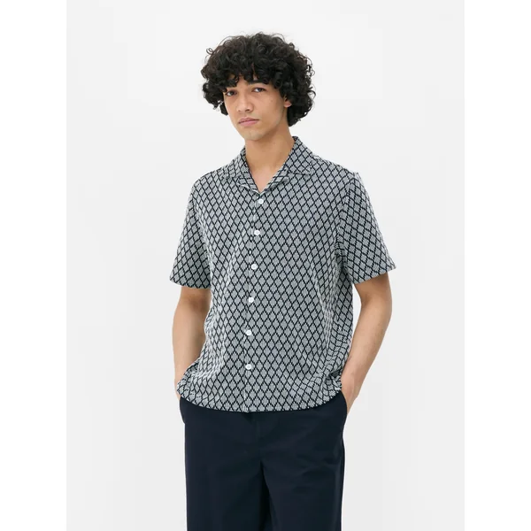 Geometric Knit Shirt - Navy