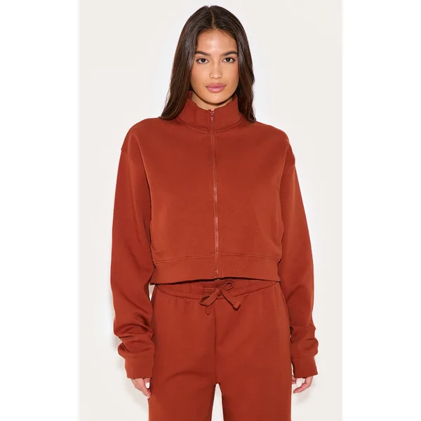 Ginger Premium Interlock Zip Through Boxy Sweatshirt