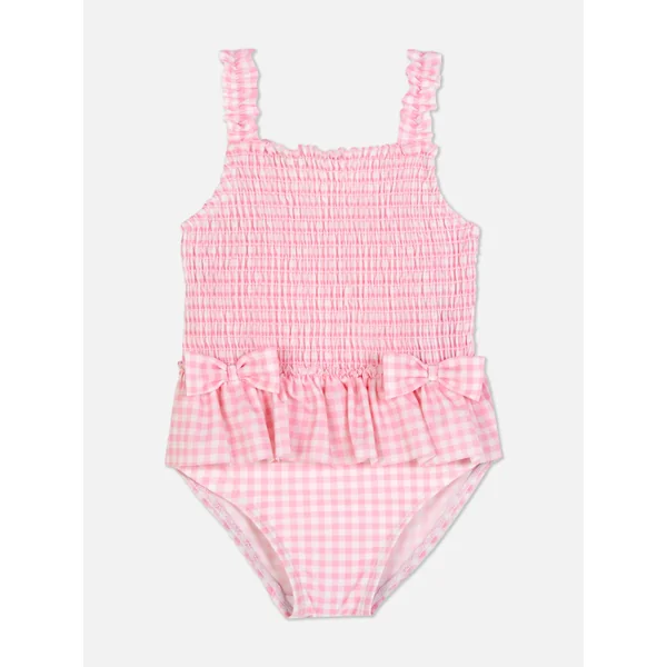 Gingham Bow Swimsuit - Pink