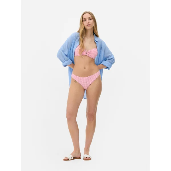 Gingham Check Bikini Bottoms - Pink