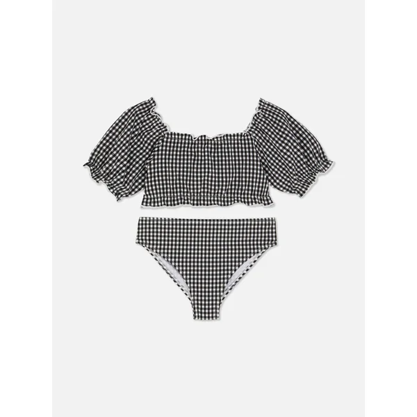 Gingham Check Bikini Set - Black/White
