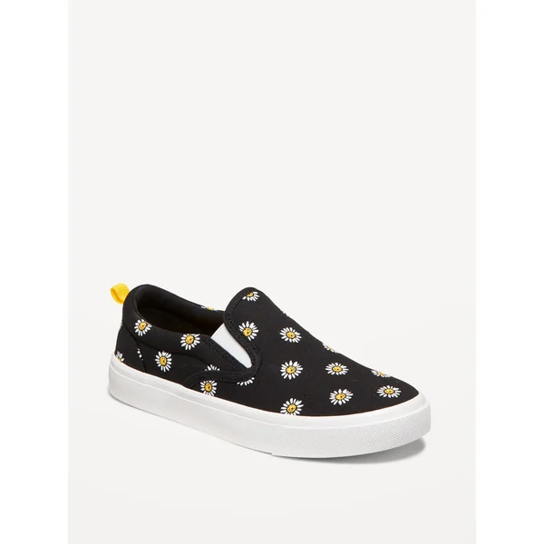 Glitter Canvas Slip-On Sneakers for Girls - Daisy