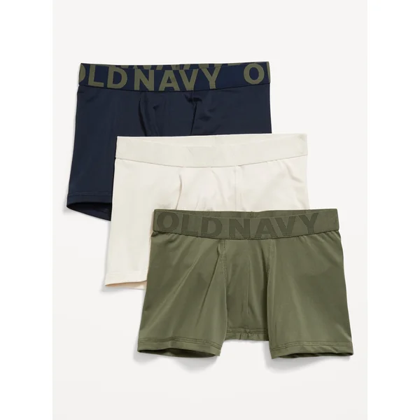Go-Dry Boxer-Briefs Performance Underwear 3-Pack for Boys - Olive Combo
