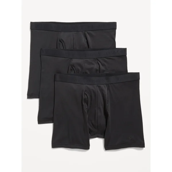 Go-Dry Cool Performance Boxer-Brief Underwear 3-Pack -- 5-inch inseam - Black Jack