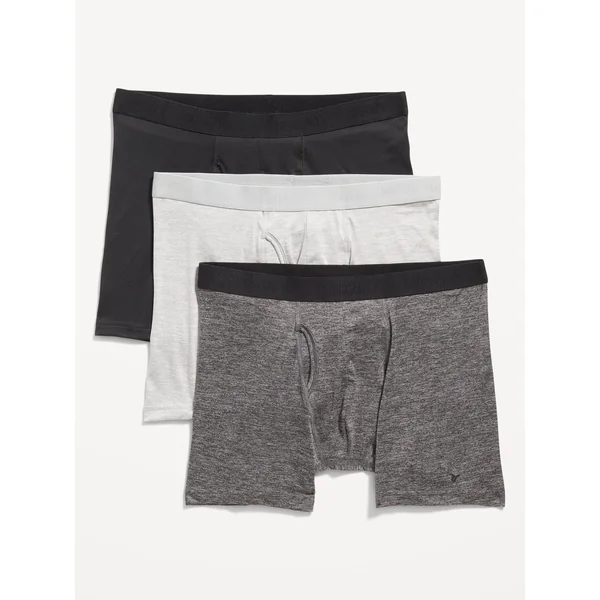 Go-Dry Cool Performance Boxer-Brief Underwear 3-Pack -- 5-inch inseam - Gray Pack