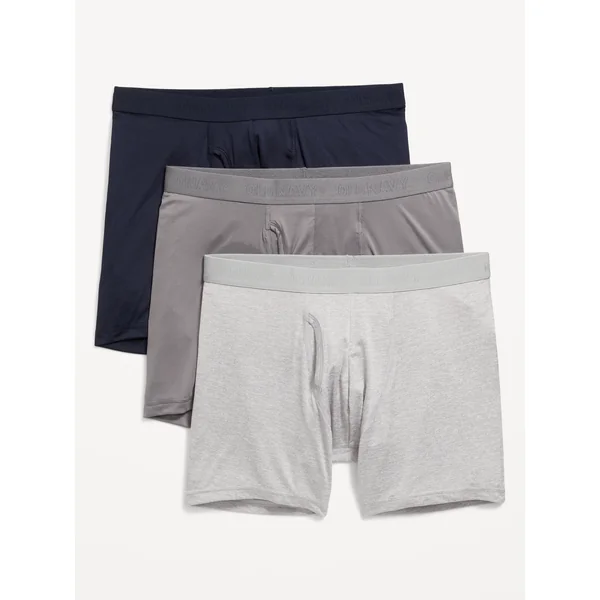 Go-Dry Cool Performance Boxer-Brief Underwear 3-Pack -- 5-inch inseam - Navy Multi