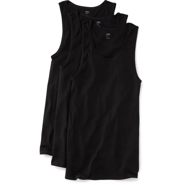 Go-Dry Rib-Knit Tank Tops 3-Pack - Black Jack