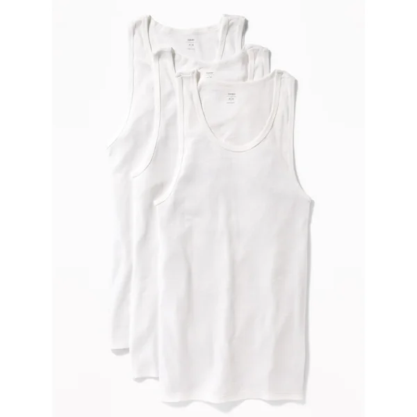 Go-Dry Rib-Knit Tank Tops 3-Pack - Bright White
