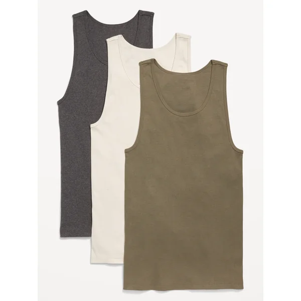 Go-Dry Rib-Knit Tank Tops 3-Pack - Neutral