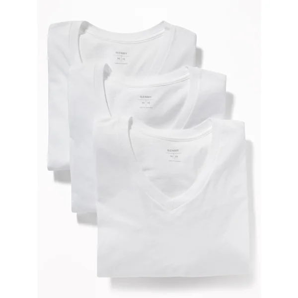 Go-Dry V-Neck T-Shirt 3-Pack - Bright White