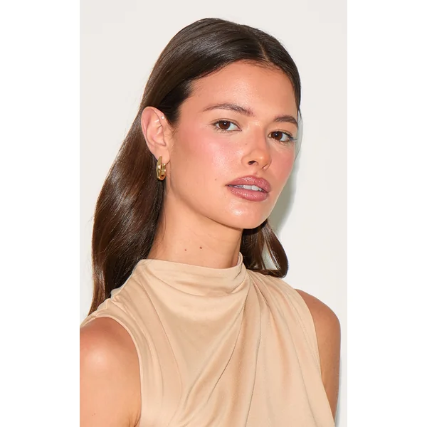 Gold Abstract Hoop Earrings