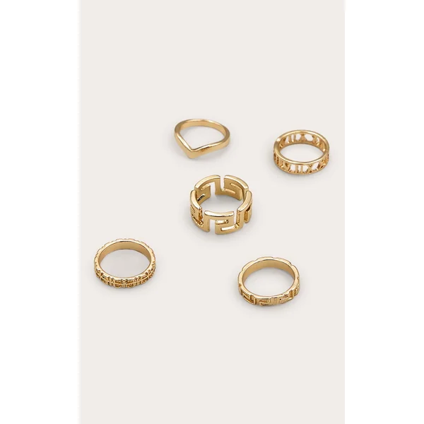 Gold Assorted Cut Out 5 Pack Ring Set