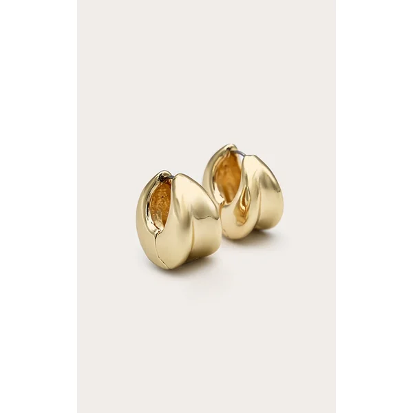 Gold Chunky Clasp Beveled Hoop Earrings