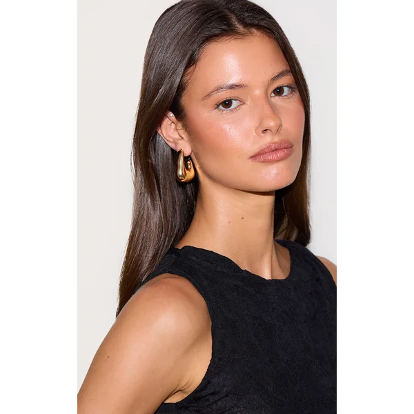 Gold Chunky Square Hoop Earring